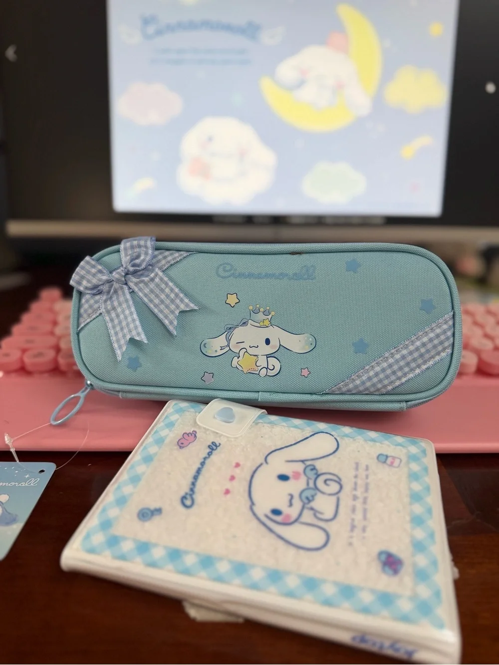 Cinnamoroll Blue Pencil Case - Cute Bow School Stationery